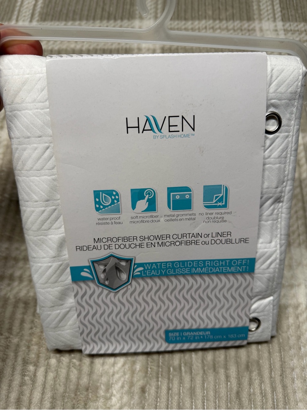 Haven Microfiber Shower Curtain Liner in White